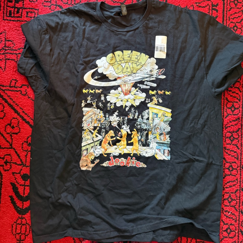 Black Graphic T-Shirt Green Day